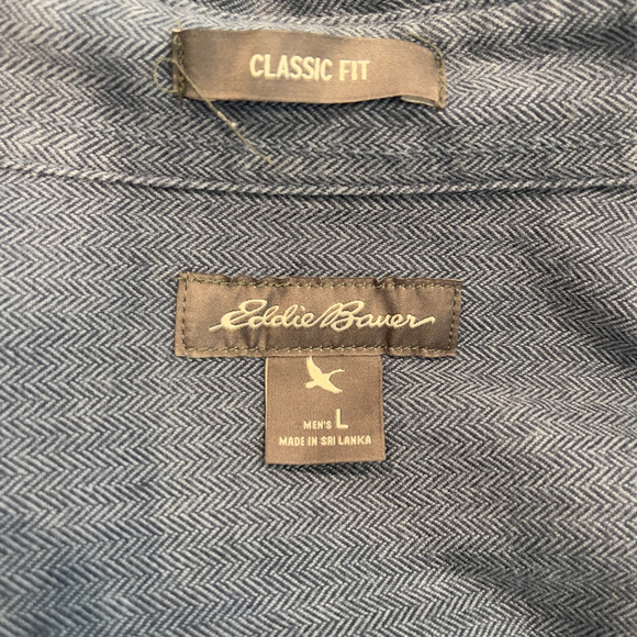 Eddie Bauer Mens Large Long Sleeve Button Down Shirt Gray Cotton - Picture 3 of 13